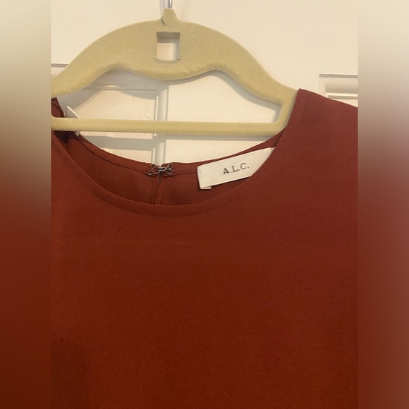 ALC rust color blouse with open back and ruffle sleeves. - Picture 2 of 3